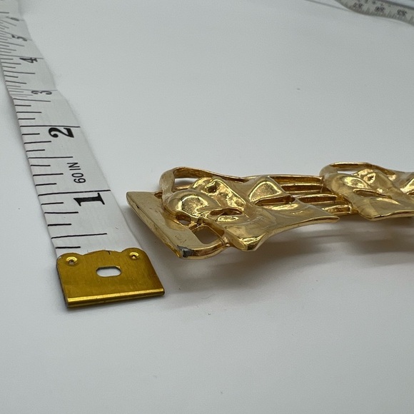 Vintage Gold Tone Theater Mask Brooch – Comedy Tragedy Abstract Art Pin 3” - Picture 5 of 5